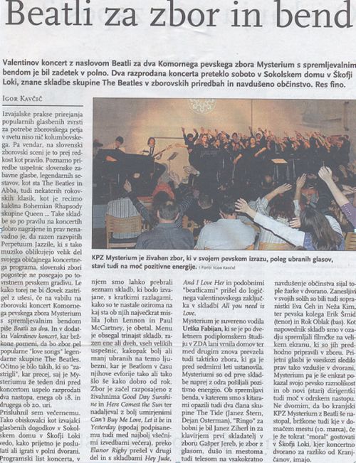 O koncertu v Gorenjskem glasu